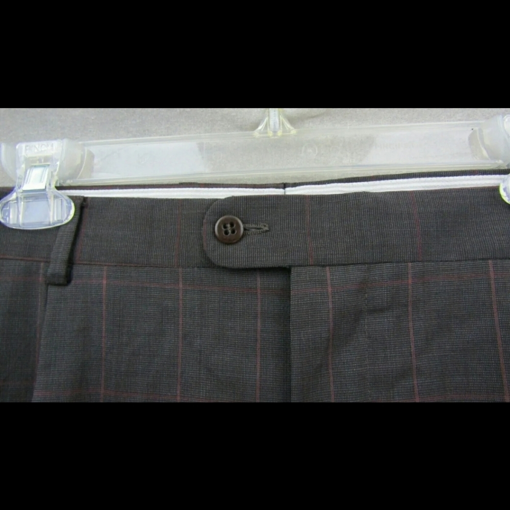 Zanella 'Bennett' Brown Red Plaid Dress Pants